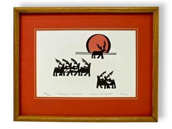 Caribou at Sunset Signed Print - Tom Chuna Mcintyre