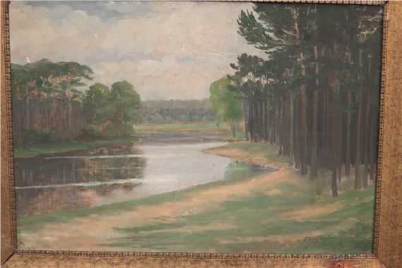 Romantic river landscape with pine forest - Hans Harländer
