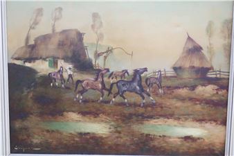 Horse drive to the paddock - Erich Stapel