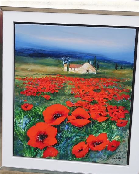 Field with poppies and croft with windmill - Dieter Framke