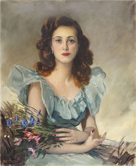 Modella coi fiori by Carlo Romagnoli, 1946