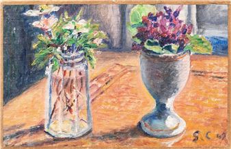 Still life with flowering vases - Gustave Cariot