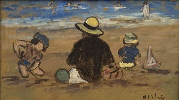 Beach scene - Children playing on the beach - Henry Saint-Clair