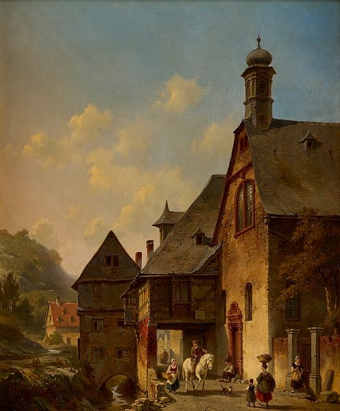 Artwork by Jacques François Carabain, Retour du marché, Made of oil on panel