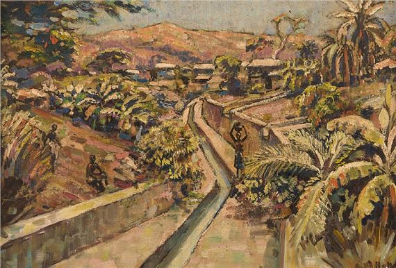 Andre Hallet | Porteuse d'eau sur fond de paysage | MutualArt