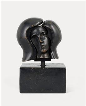 Sculpture en bronze à patine noire: Tête de Diana (Opus 91), 1964, Crespières, France - Miguel Ortiz Berrocal