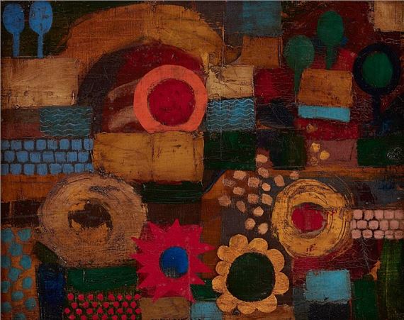 Bloemen in een park by Jean Oosterlynck, 1973