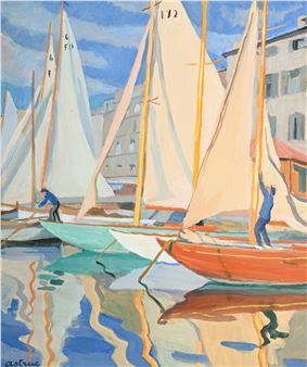 Voiliers au port - Edmond Astruc