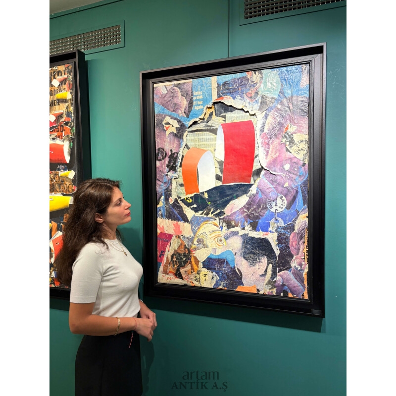 Artwork by Burhan Doğançay, Two Red Curls, Made of Akrilik Ve Kolaj