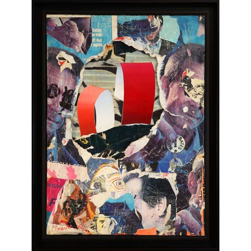 Artwork by Burhan Doğançay, Two Red Curls, Made of Akrilik Ve Kolaj