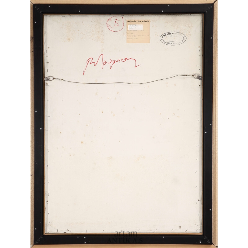 Artwork by Burhan Doğançay, Two Red Curls, Made of Akrilik Ve Kolaj