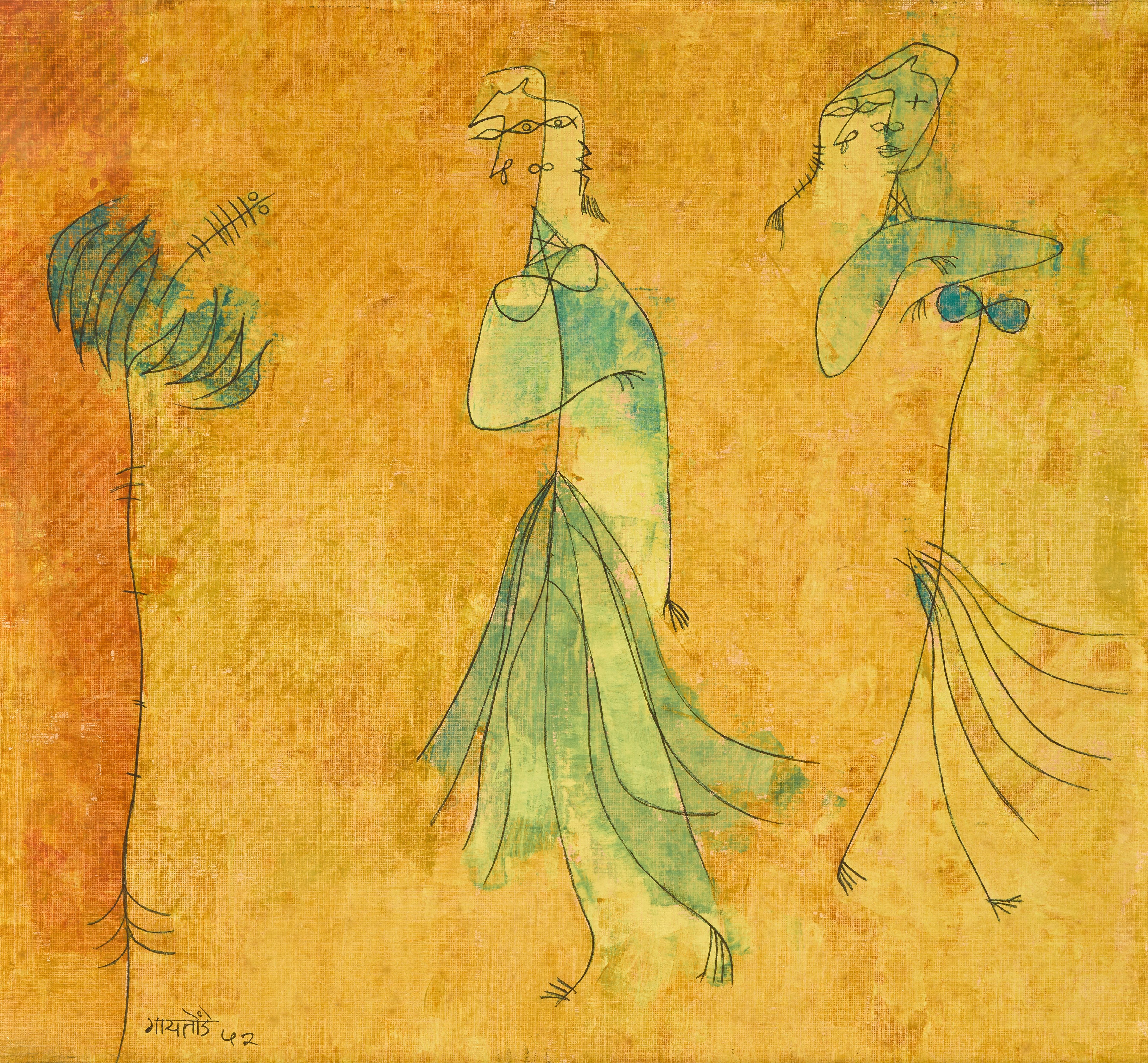 Artwork by Vasudeo S. Gaitonde, Untitled, Made of Gouache and ink on paper laid on card