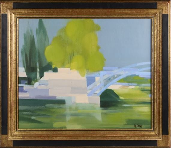 Landscape with bridge by Alfred Defossez