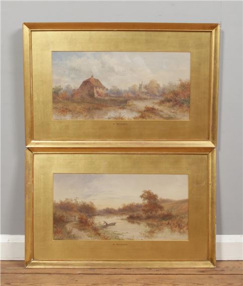 A Quiet Evening on The Tees, Near Yarm and Entering Thorpe Village, Durham - Arthur Ernest Maugham