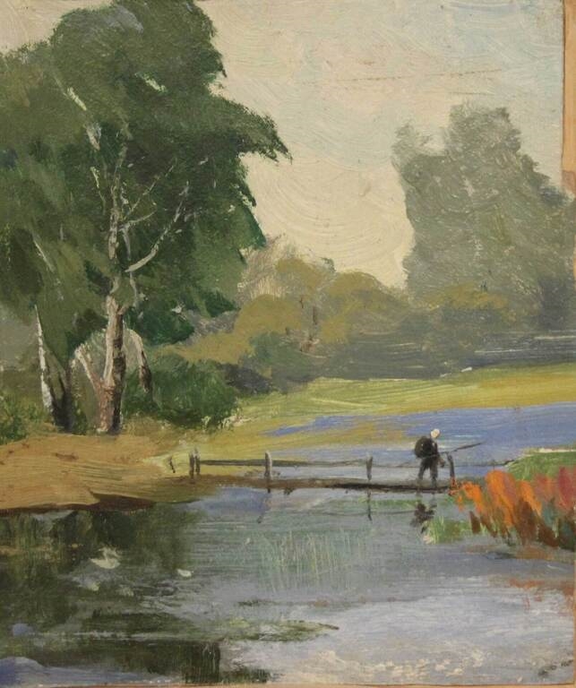 Artwork by Ivans Skakuns, Anglers, Made of Cardboard, oil