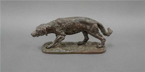 Artwork by Pierre-Jules Mene, Bronze Sculpture of a Hunting Dog, Made of Bronze