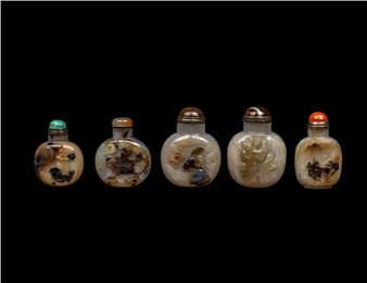 Five Chinese Silhouette Agate Snuff Bottles - Agate