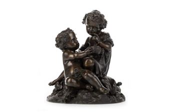 Group of Two Cherubs - Continental School, 19th Century
