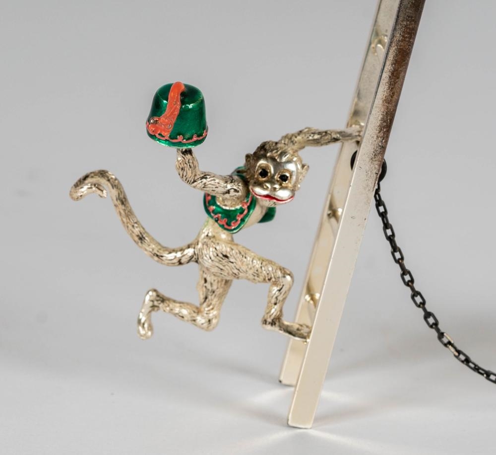 Artwork by Gene Moore, Sterling and Enamel Circus Monkey Group, Made of Sterling Silver, Enamel