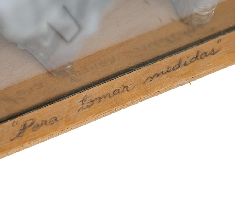 Artwork by René Francisco, Para Tomar Medidas, Made of Mixed Media (Paint Tubes, Ruler) In Wooden Box