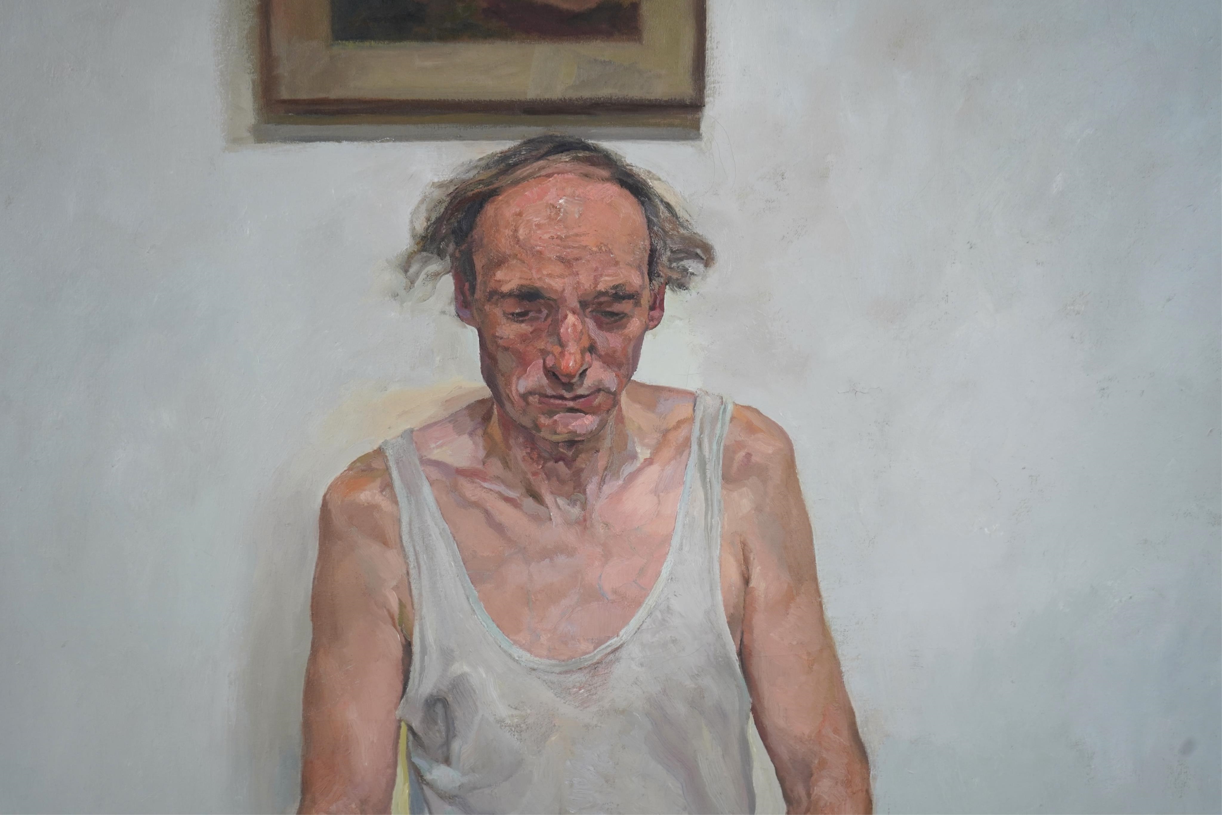 Artwork by Justin Mortimer, Trevor (Red Table, Made of Oil On Canvas