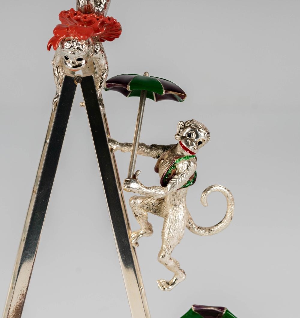Artwork by Gene Moore, Sterling and Enamel Circus Monkey Group, Made of Sterling Silver, Enamel