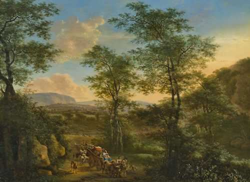 Peasants with cattle and carts in a landscape - Willem de Heusch