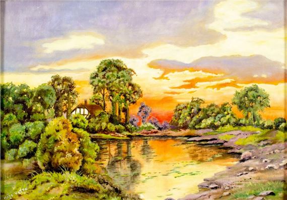 Sunset Pond Landscape by Hope Vette