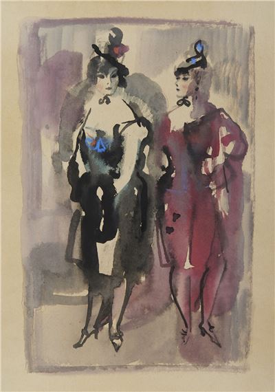 Two female figures by Konstantin Ivanovich Rudakov