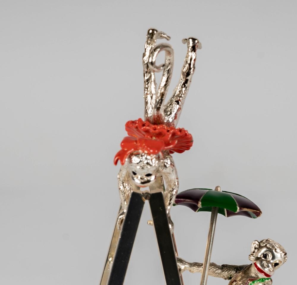 Artwork by Gene Moore, Sterling and Enamel Circus Monkey Group, Made of Sterling Silver, Enamel