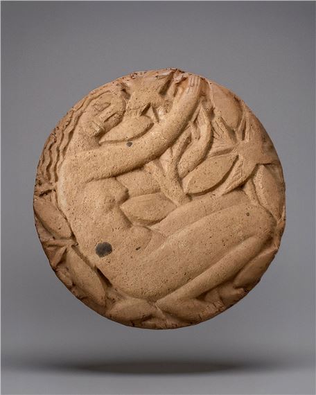 A crouching woman in a floral surrounding - René Buthaud