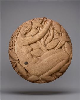 A crouching woman in a floral surrounding - René Buthaud