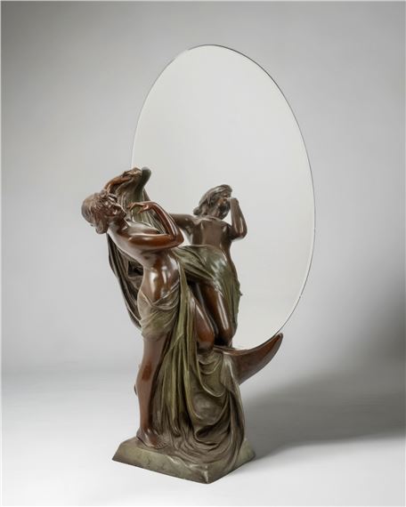 Woman Reflecting Into Mirror by Koenig & Lengsfeld, Circa 1900