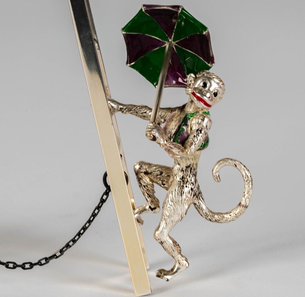 Artwork by Gene Moore, Sterling and Enamel Circus Monkey Group, Made of Sterling Silver, Enamel