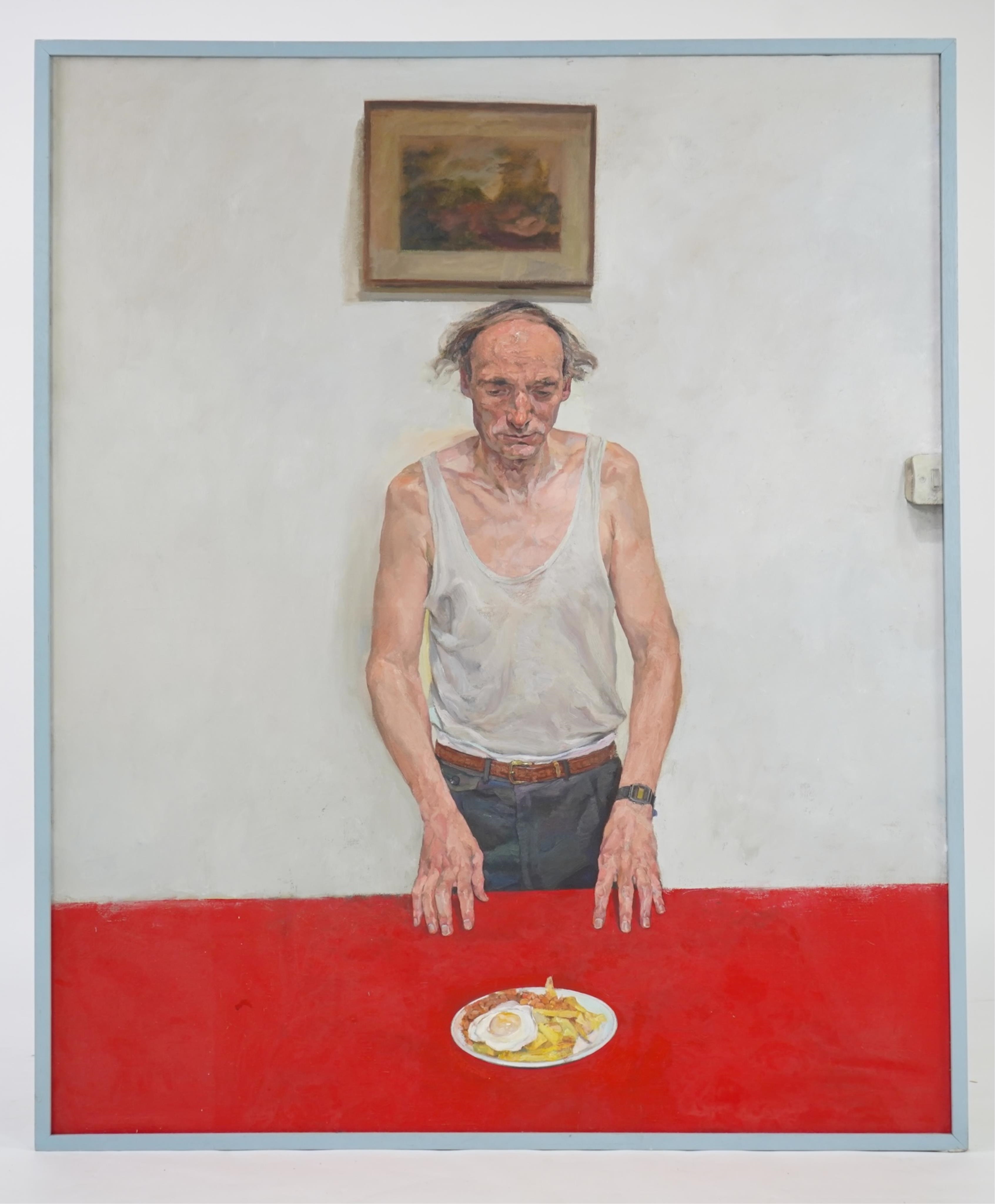 Artwork by Justin Mortimer, Trevor (Red Table, Made of Oil On Canvas