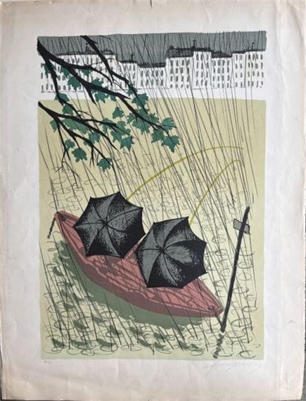 Barque sous la pluie et L'enfant au piano by André Fougeron