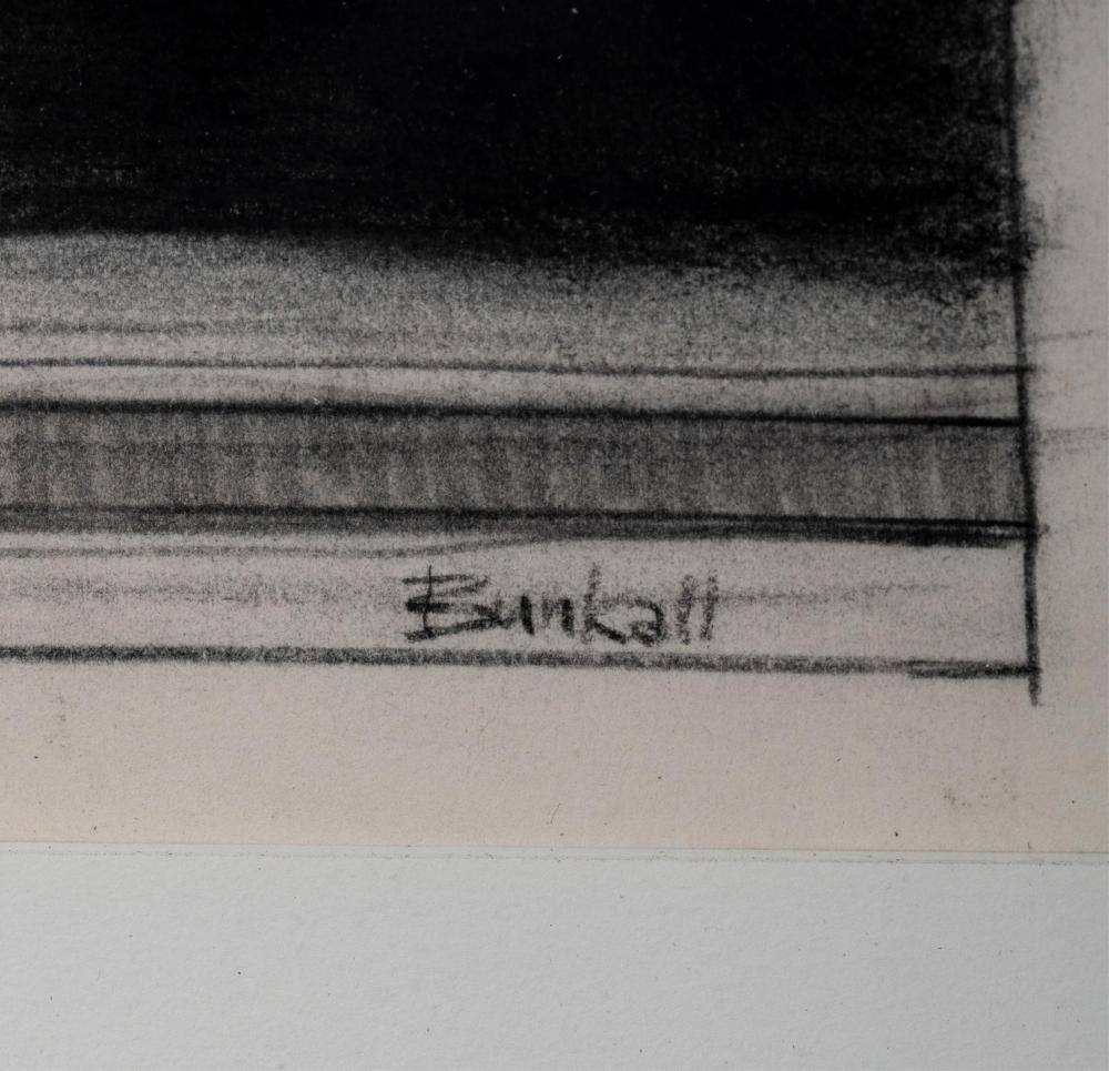 A monochromatic architectural sketch of a grand archway with subtle human figures.