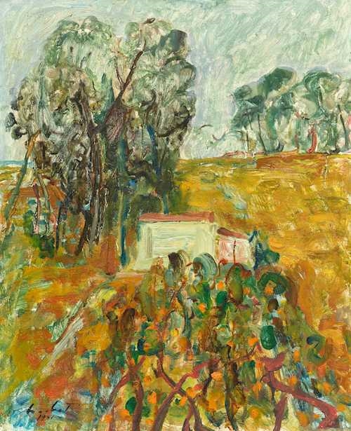 Artwork by Adolf Herbst, Landscape in Ticino, Made of Oil on board