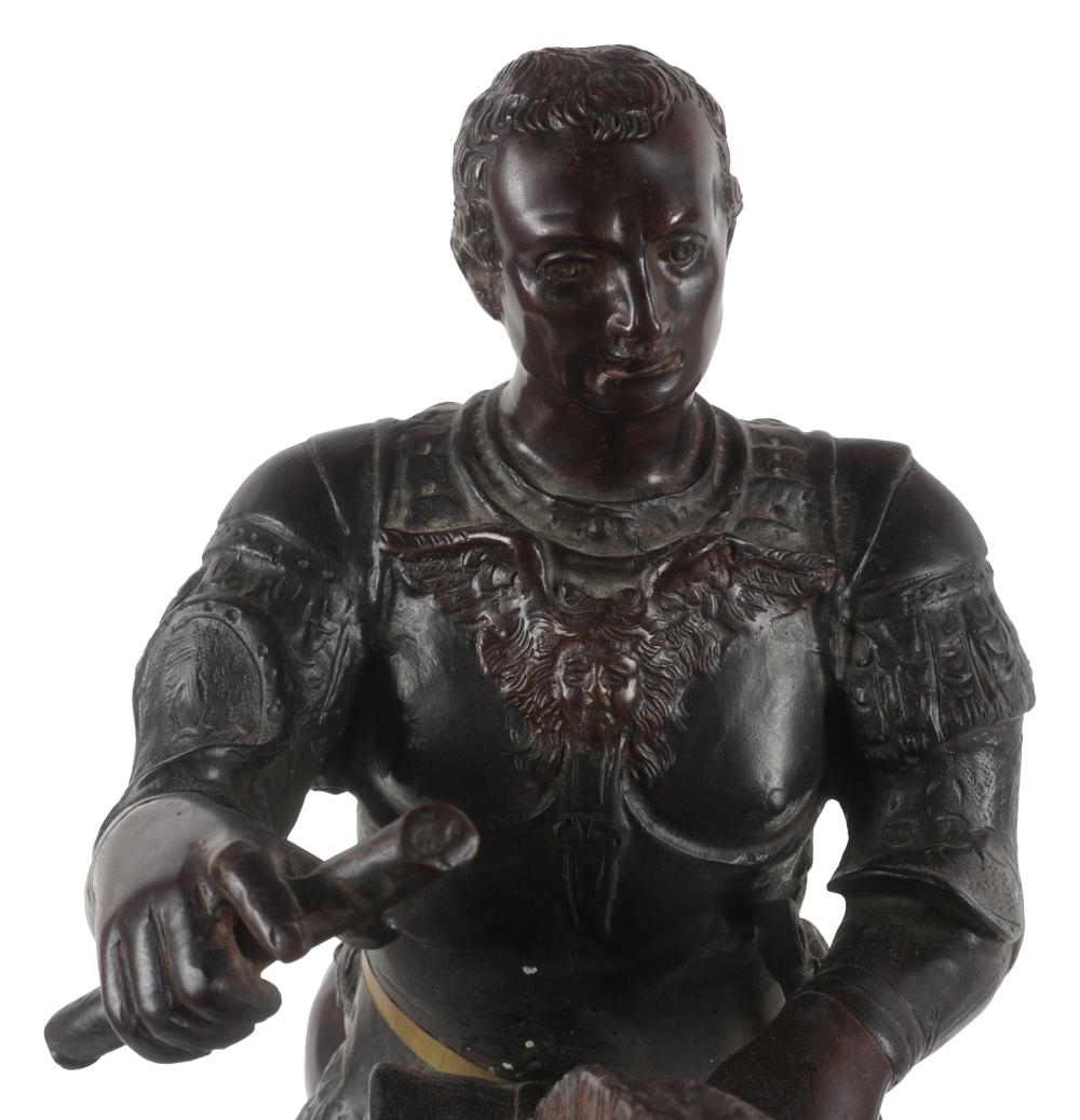 Artwork by Donatello, GRAND TOUR STYLE EQUESTRIAN MONUMENT TO GATTAMELATA ABOVE A MARBLE PEDESTAL, Made of Bronze