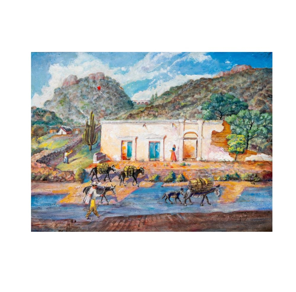 Artwork by Allen Pendergraft, Titi Vega Ruin on Calle 16 de Septiembre, Made of Oil On Board