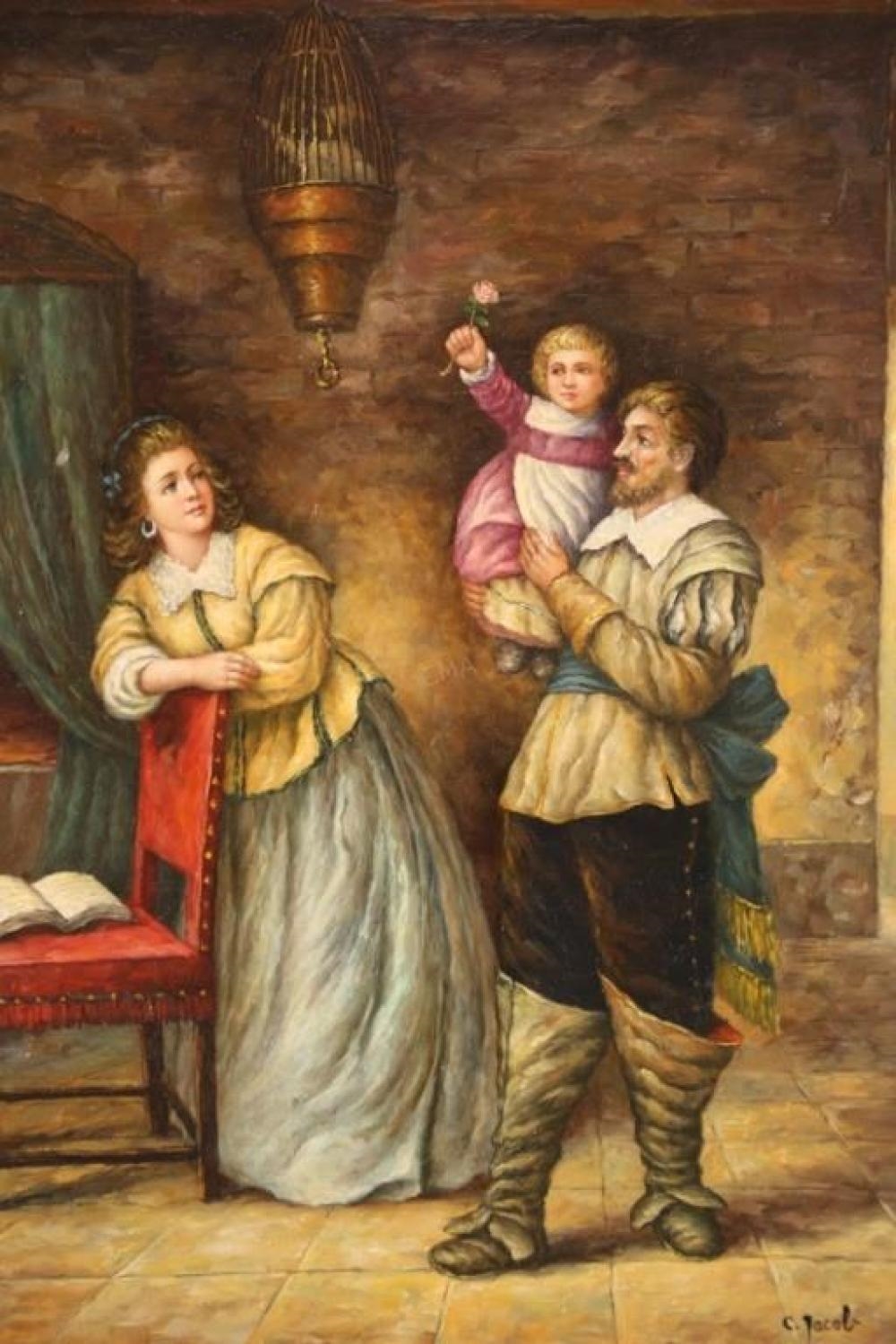 Artwork by C. Jacob, The happy family, Made of Oil On Board