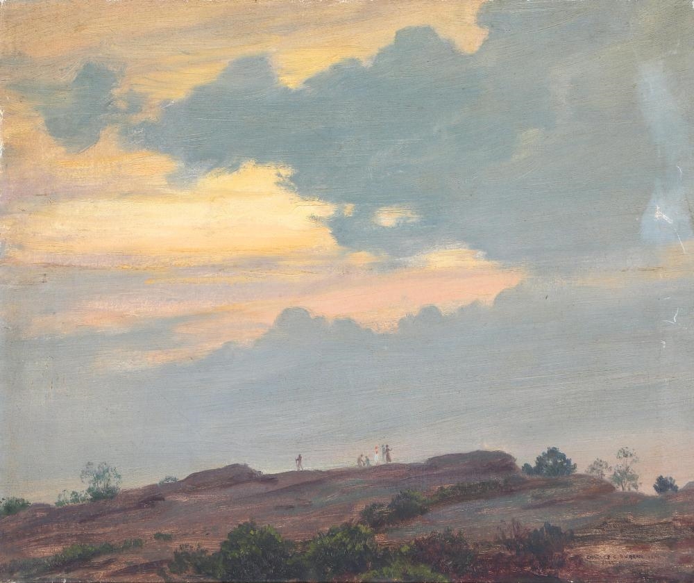 Artwork by Charles Courtney Curran, Landscape on Cliff, Made of Oil On Canvas