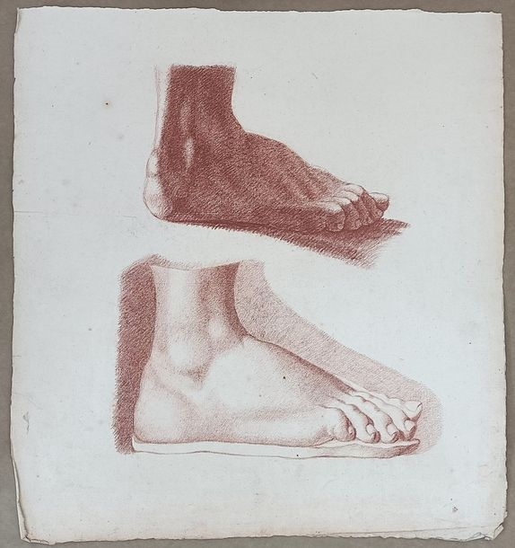 Artwork by Eugénie Raffeneau de Lille, Study of feet, Made of Red Chalk Drawing