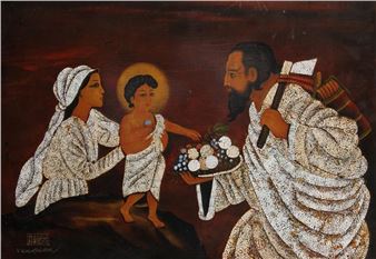 Small lacquer panel depicting the Holy Family - Nguyen Quan