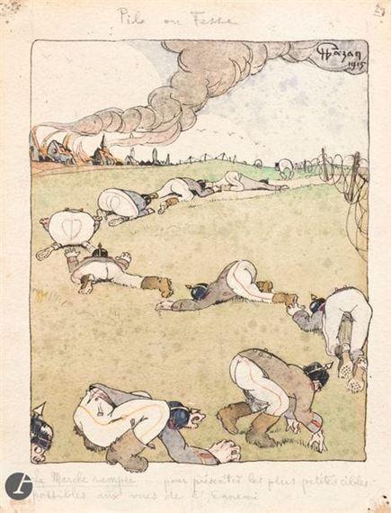 Pile ou fesse, La Marche rampée...pour présenter les plus petites cibles possibles aux vues de l'ennemi - Henry Gazan