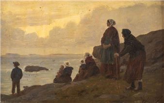 Bretonnes et enfants regardant au large Picture