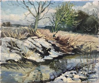 Stream near Boxted, Winter - Charles Debenham