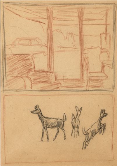Studies of Room and Deer - Edward Hopper