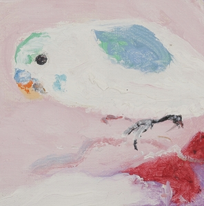 Artwork by Soshichi Takama, white parrot, Made of oil on canvas