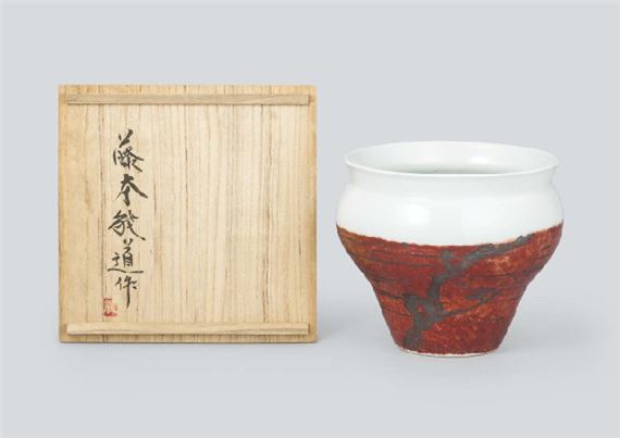 Vase in overglaze enamel and silver - Yoshimichi Fujimoto